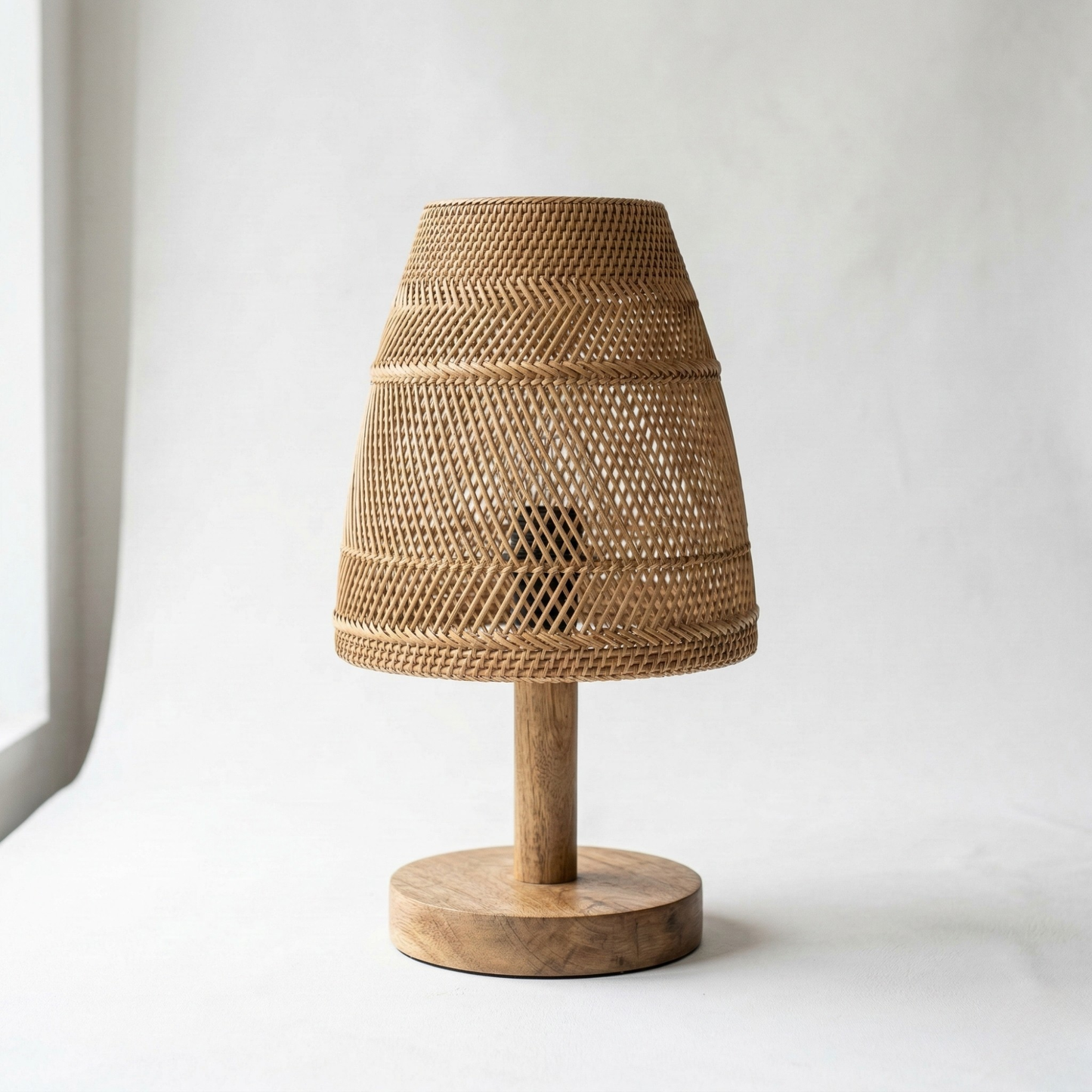 Vallora Handwoven Rattan & Solid Wood Decorative Faux Lamp