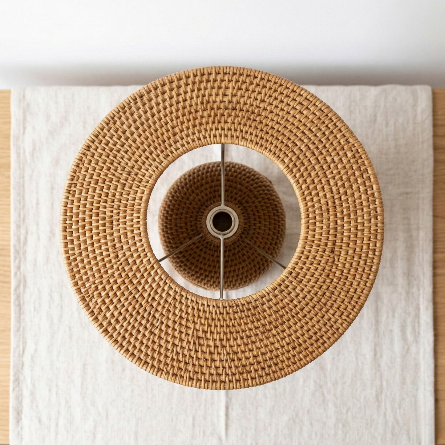 Vallora Fully Woven Rattan Table Lamp with Patterned Base