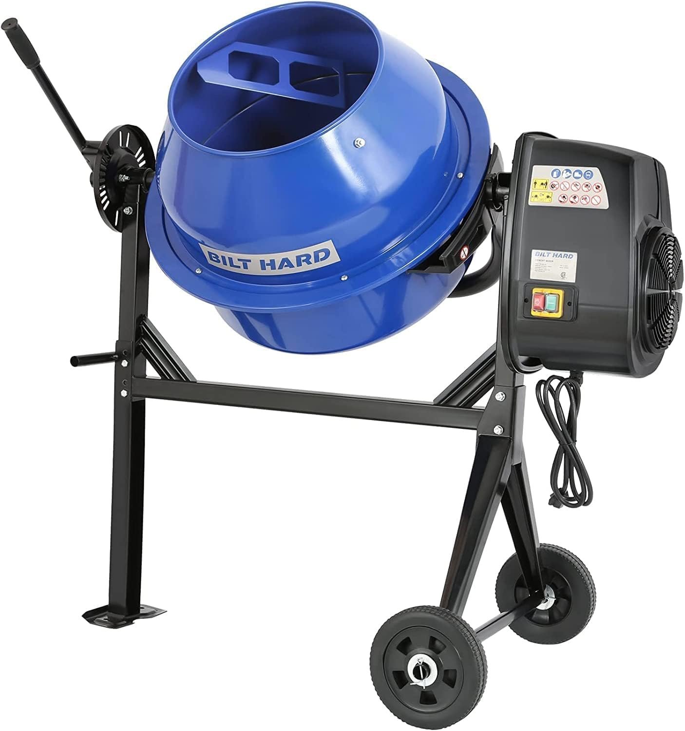 BILT HARD 4 Cu. Ft. Electric Cement Mixer – 550W Portable with Wheels
