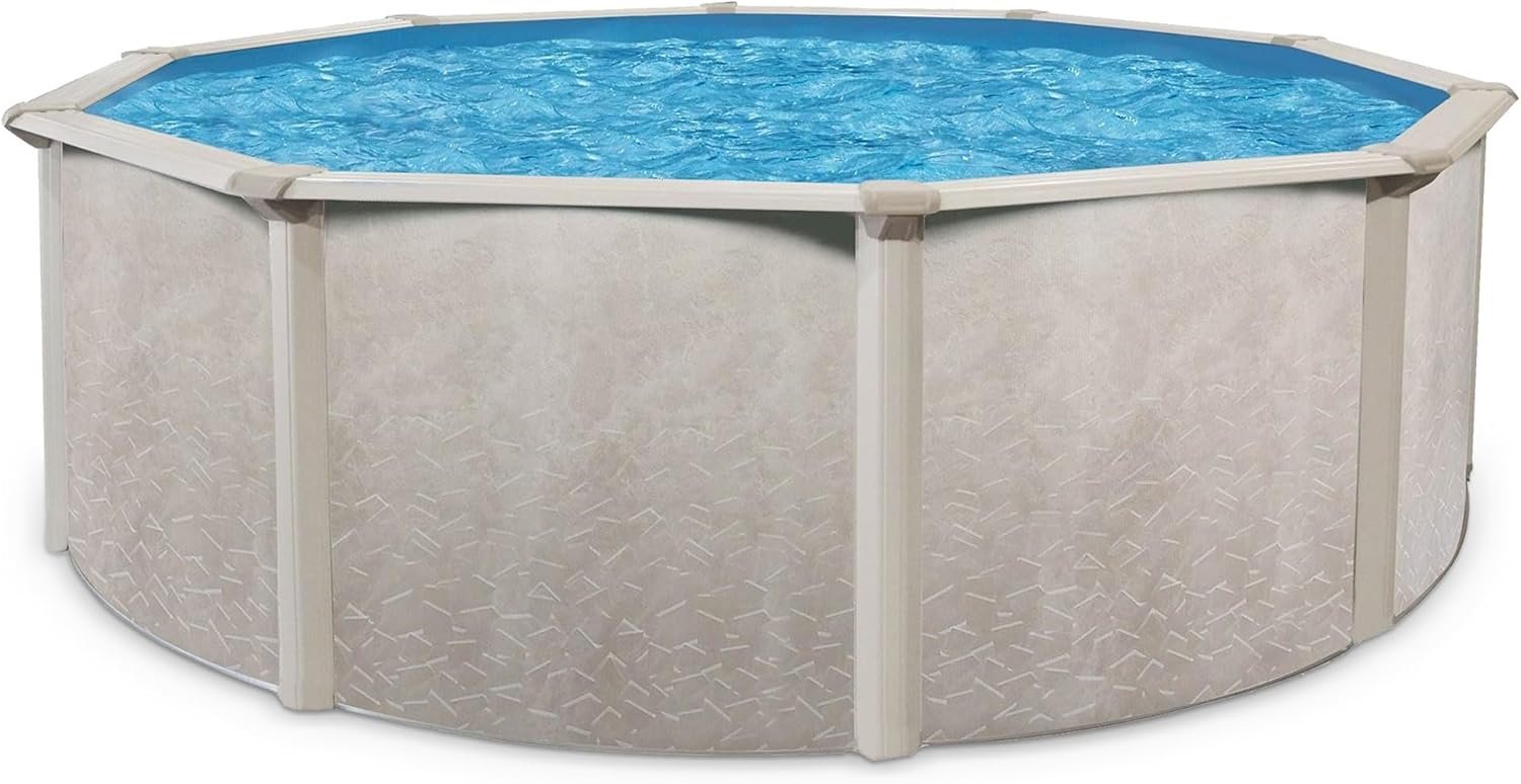 Aquarian 21ft x 52in Round Steel-Frame Above Ground Swimming Pool – Phoenix Series, DIY Outdoor Backyard Pool