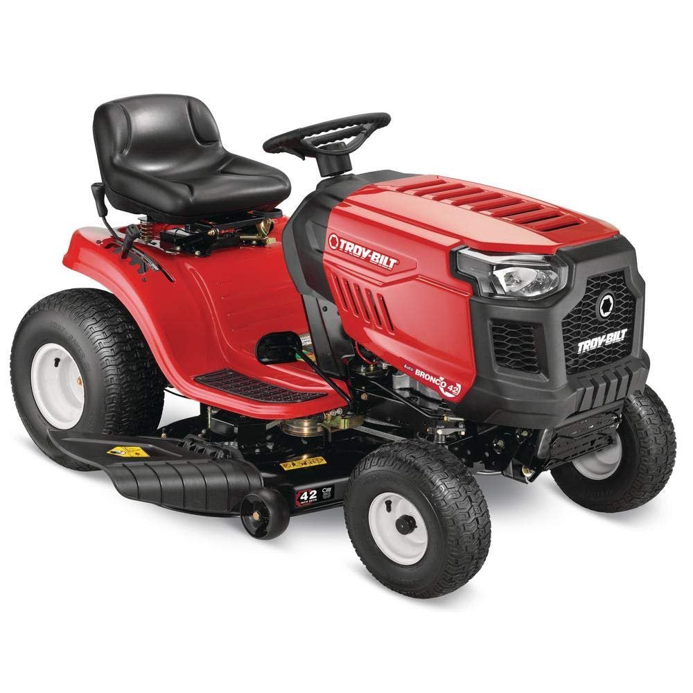 Troy-Bilt Bronco 42″ 19 HP Briggs & Stratton Gas Riding Lawn Tractor with Auto Drive & Mow-in-Reverse