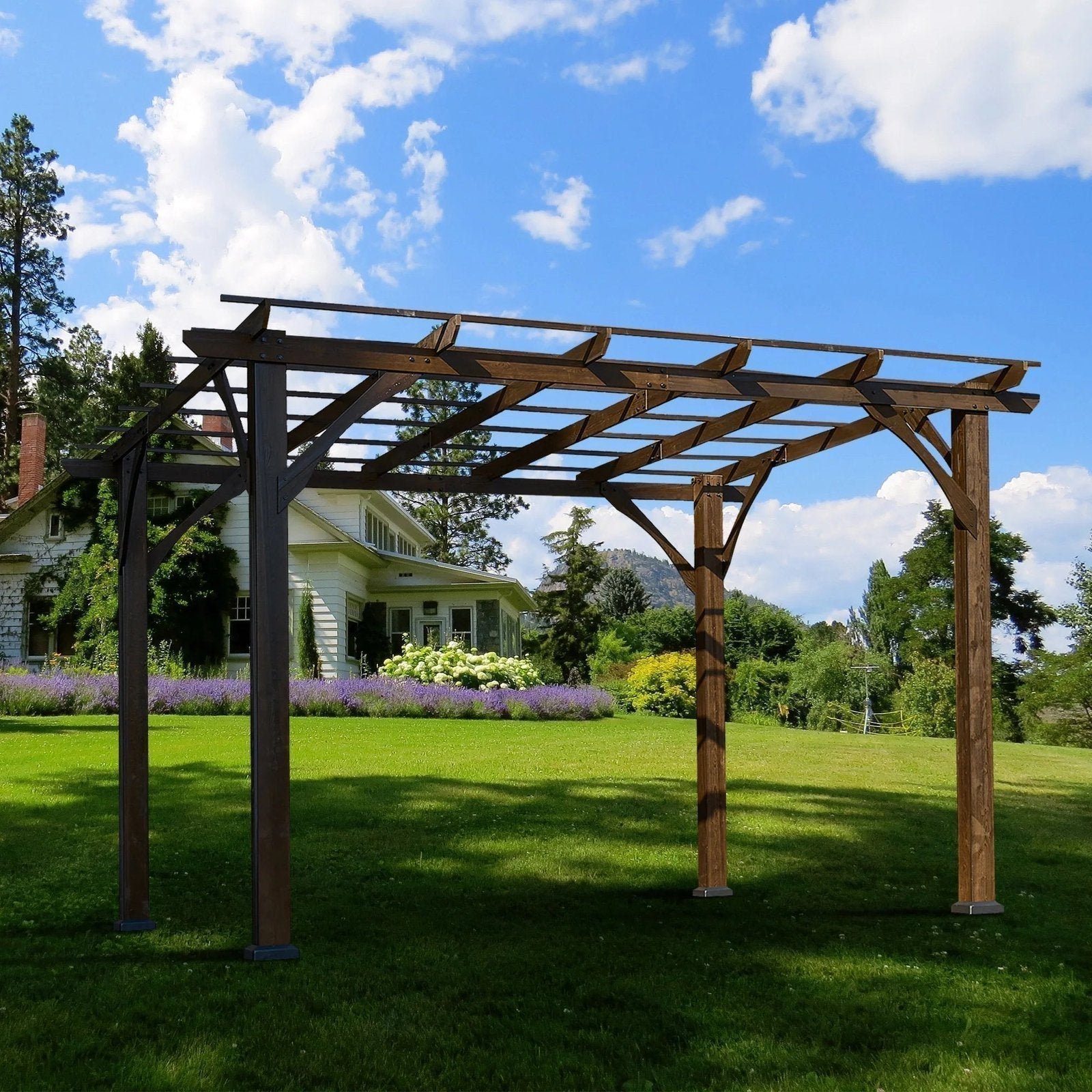 Elegant Cedar Wood Pergola – Perfect Outdoor Shade for Garden